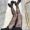 Sexy Fishnet Stockings Lolita Hollow Lace Fishnet Pantyhose, Japanese Retro Floral Vine Black Stockings for Women