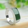New Real Green Natural Hetian Jade Ring 925 Sterling Silver Ring Couple Rings Men Women Jewelry Lucky Stone Jade Finger Ring