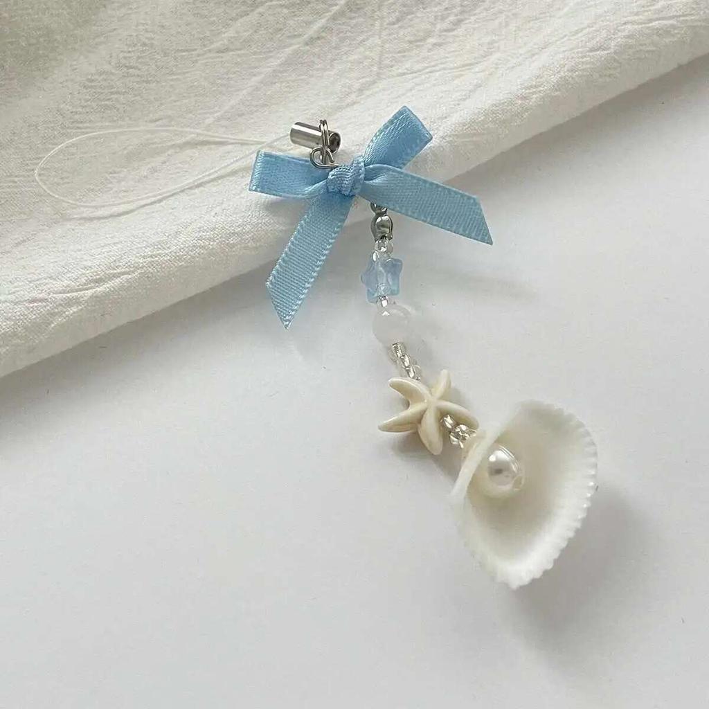 SHIXIN Boho Starfish Scallop Love Keychain Acrylic Bowknot Flower Imitation Pearl Bag Pendant Key Chain Anti Loss Phone Chain