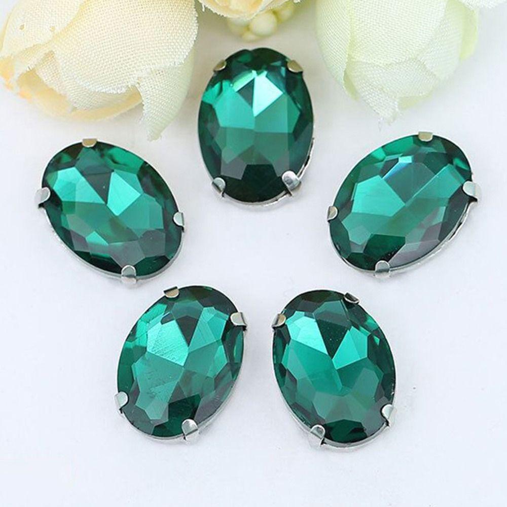 50Pcs/Pack Sew On Glitter Sewing Rhinestones With Silver Claw Diamond Beads Ornament  For Needlework