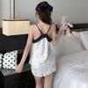 Ice and Snow Silk Satin Suspender Shorts Summer Women's Pajamas Ice Silk Printed Love Loungewear Set Live Stream