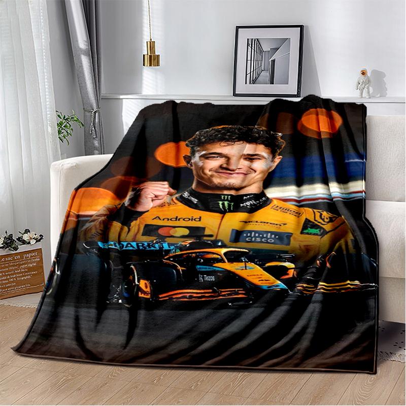 Manta Suave de Felpa Lando Norris Piloto F1, Manta de Franela Manta de Tiro para Sala de Estar Dormitorio Cama Sofá Oficina Cubierta Regalo