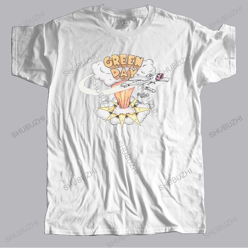 Green Day Dookie Album Maglietta di modo degli uomini t shirt Lettera T Shirt uomo Casual cool TShirt Bianca Su Ordinazione S