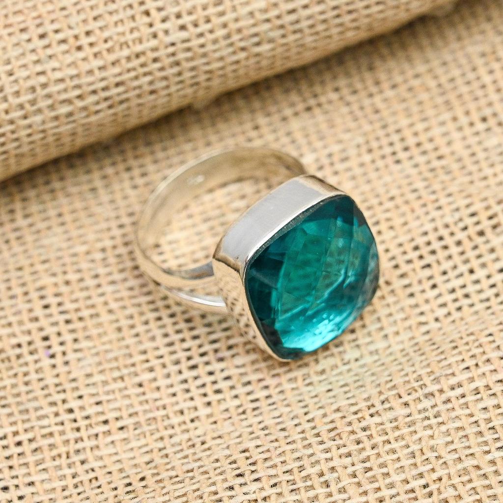 Gorgeous Indicolite Gemstone Handmade 925 Sterling Silver Jewelry Lovely Ring For Her