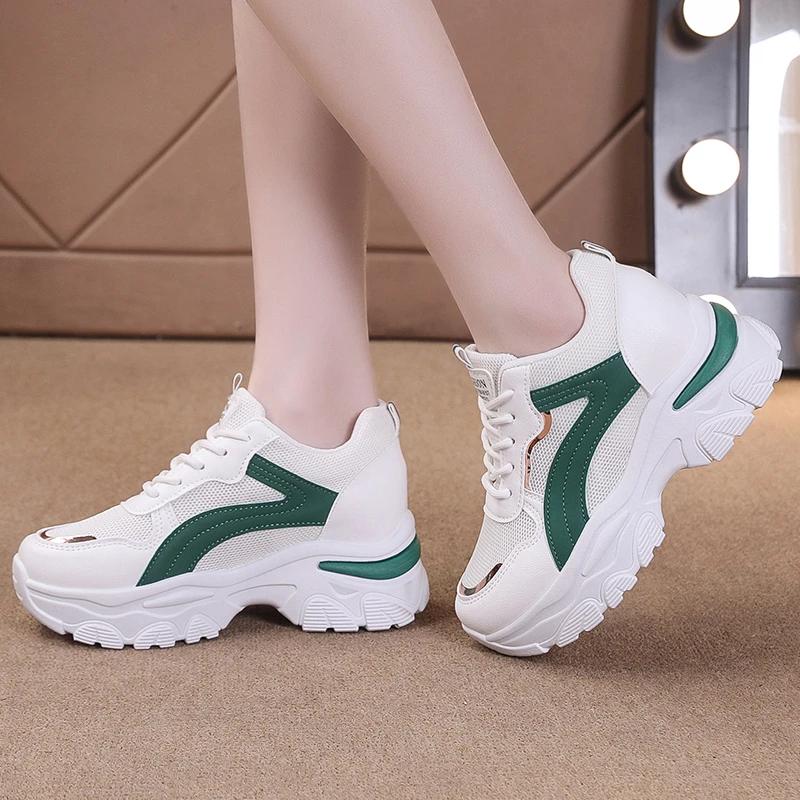 Fashion Shoes Female 2025 New Lace-up Women's Vulcanize Shoes Fashion Mesh Plus Size Outdoor Slip-Resistant Comfortable Casual Shoes