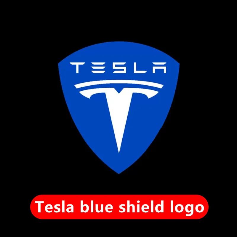 Car Sticker 2025 New Tesla 2pcs For Tesla Model Y 3 S X Door LED Logo Projector Puddle Light Super Bright Welcome Light Laser Sh