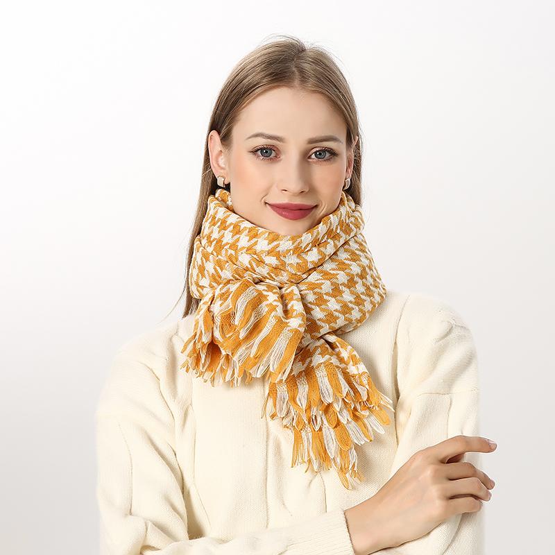 Luxury Plaid Scarf Winter Warm Cashmere Women Long Bandana Pashmina Foulard Female Scarves Tassel Shawl And Wraps  Design