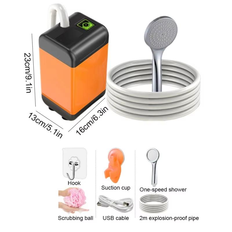 Portable Electric Shower Pump Outdoor Camping4800/6000/7800mAh Rechargeable Digital Temperature Display For Hiking Travel