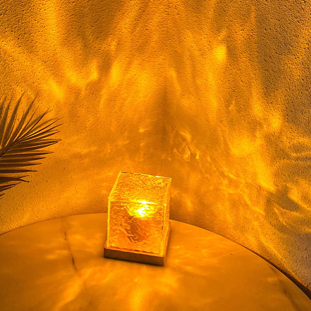 Dynamic Water Ripple Night Light 16 Colors Rotating Water Ripple Small Night Lamp Remote Control Water Ripple Cube Night Light