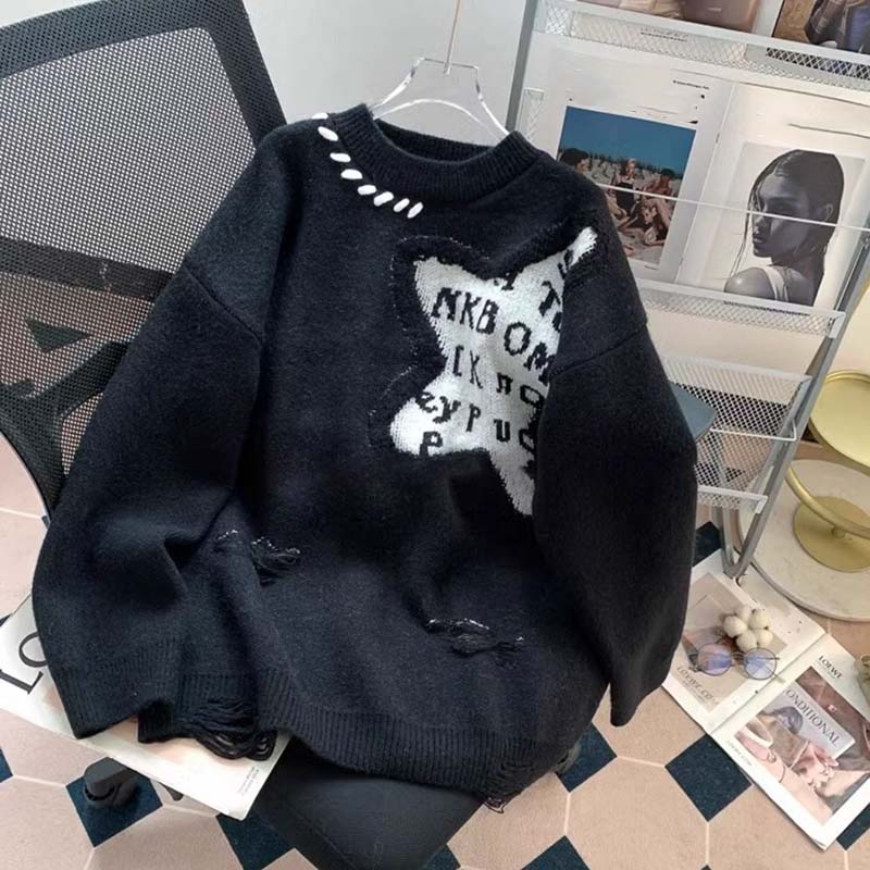 

Светр для жінок Осінь Зима Потовщений Теплий В язаний Еластичний З довгим рукавом Оверсайз Топи XXL чорний