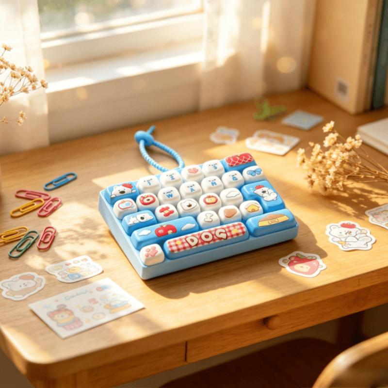 26-Key Stress Relief Keyboard Toy Keychain Nonstop Happiness Cute Creative Student Children Birthday Gift Small Pendant Accessor