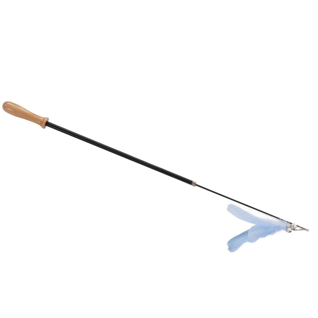 Cat Teaser Wand Retractable Interactive Cat Feather Toy with Bell for Cat KittenBlue