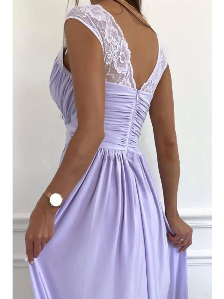 Sleeveless Lace Backless Slit Hem Women Dress Comfortable Lightweight High Recognition Elegant Style Slimming Flattering Fit