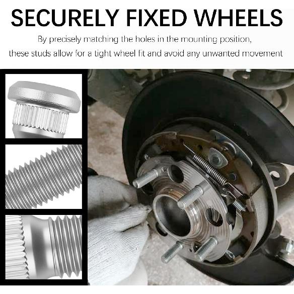 6PCS Trailer UNF 1/2 20 Wheel Studs,Heavy Duty Wheel Bolts Load 2000-7000 Lb Axles With Length 2.11"/Spline Diameter 0.56"/Stud Head