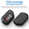 Autophone Compatible With Jeep Key Fob Cover With Leather Keychain Soft TPU Protection Key Case For 2018-2025 Wrangler JL JLU Rubicon Wagoneer