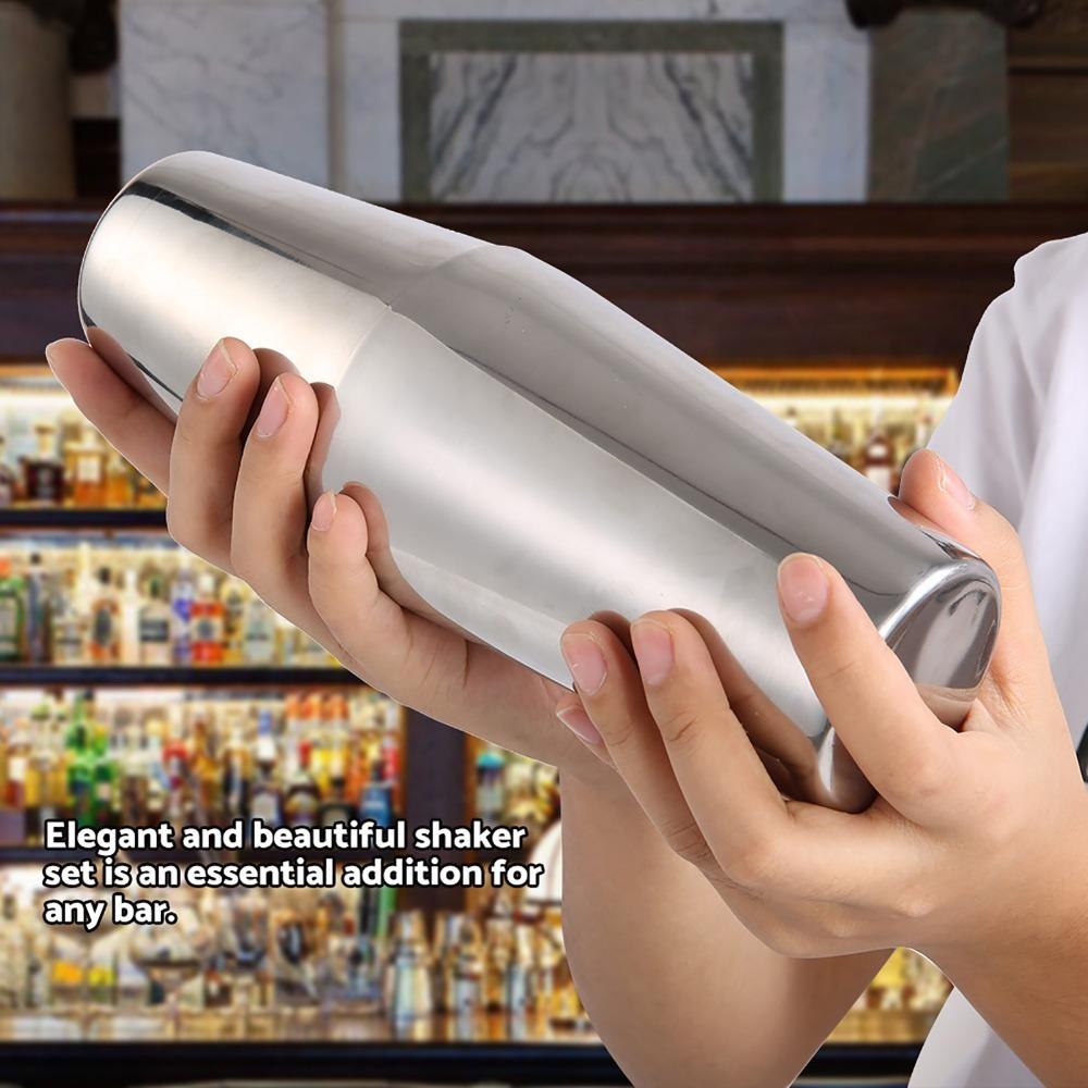 2 Piece Silver Wine Shaker Stainless Steel Drink Mixer Professional Cocktail Shaker Set Home 800/600ml