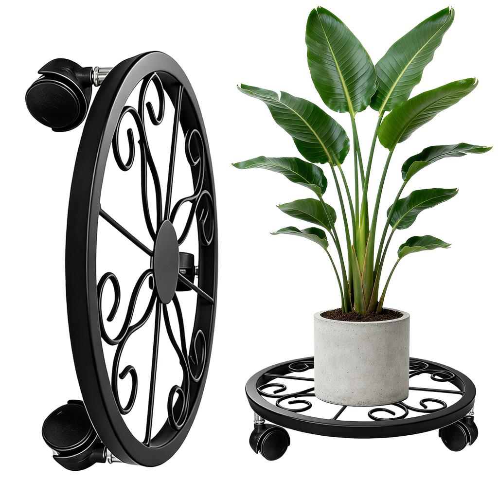Mobile Flower Pot Tray With Detachable Casters Strong Load Bearing Plant Saucers With Locking for Indoor and Outdoor Plants