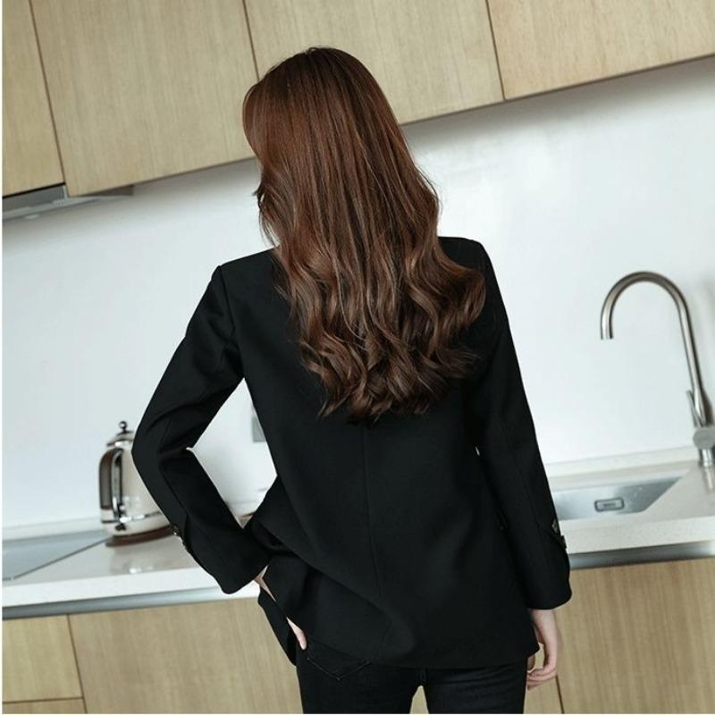 Jesienno-zimowa damska marynarka garniturowa w stylu koreańskim, luźna, casualowa, gładka góra