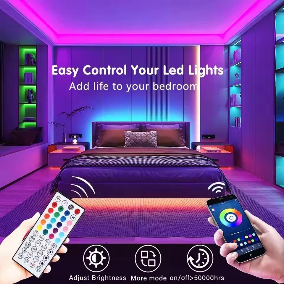 40M/131Ft LED-Streifenlichter Musik-Synchronisation RGB LED-Licht Flexibles Band Lus LED-Band APP Fernbedienung Licht für Raumdekoration
