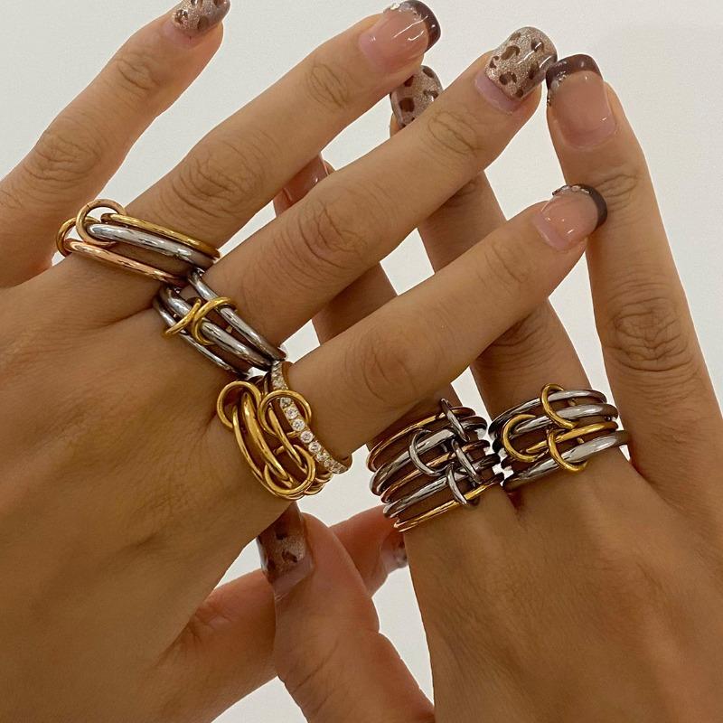 Stainless Steel Layered Simple Ring - Elegant and Unique Finger Ring, Titanium Steel Hand Accessory