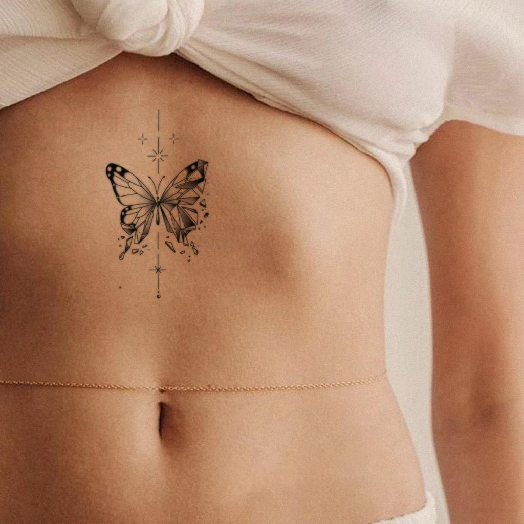 Glass Butterfly Tattoo Sticker High Value Niche Style Tattoo Sticker