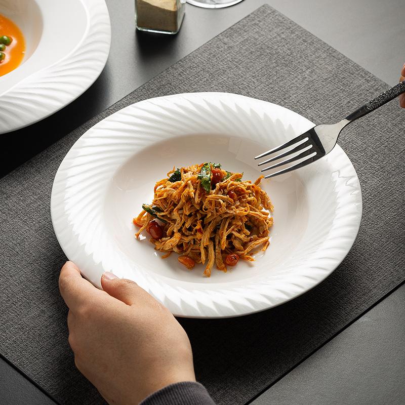 White Porcelain Straw Hat Plate Irregular Soup Plate Hotel Restaurant Molecular Cooking Plate Vegetable Plate French Dessert Plate Pasta Plate