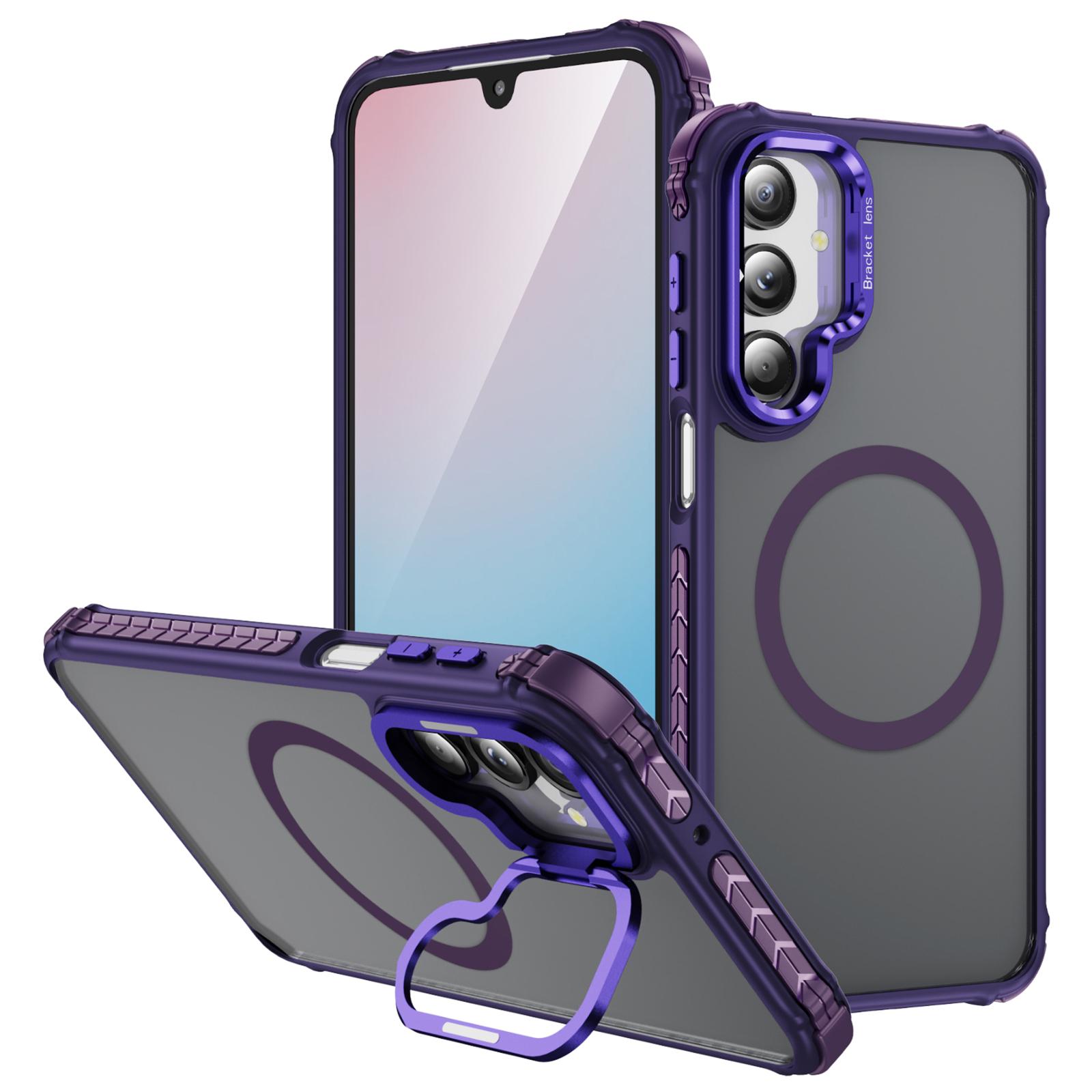 

For Samsung Galaxy A36 5G Case with Lens Kickstand Matte Back Cover Compatible with MagSafe Purple