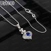 925 Sterling Silver Three-Layer Heart-Shaped Blue AAA Zirconia Pendant Necklace - Stylish Evening Jewelry