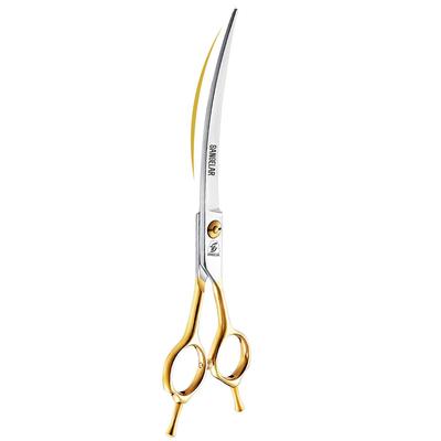 7 pouces 7,5 pouces professionnels courbés vers le haut ciseaux de coupe pour animaux de compagnie en or Jp440C soins des poils de chien toilettage pour animaux de compagnie ciseaux de coupe de chien réversibles