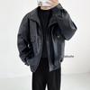 Men's Retro PU Leather Motorcycle Jacket, Thickened, High-End Spring/Autumn Pilot Style, Trendy American Short Design.