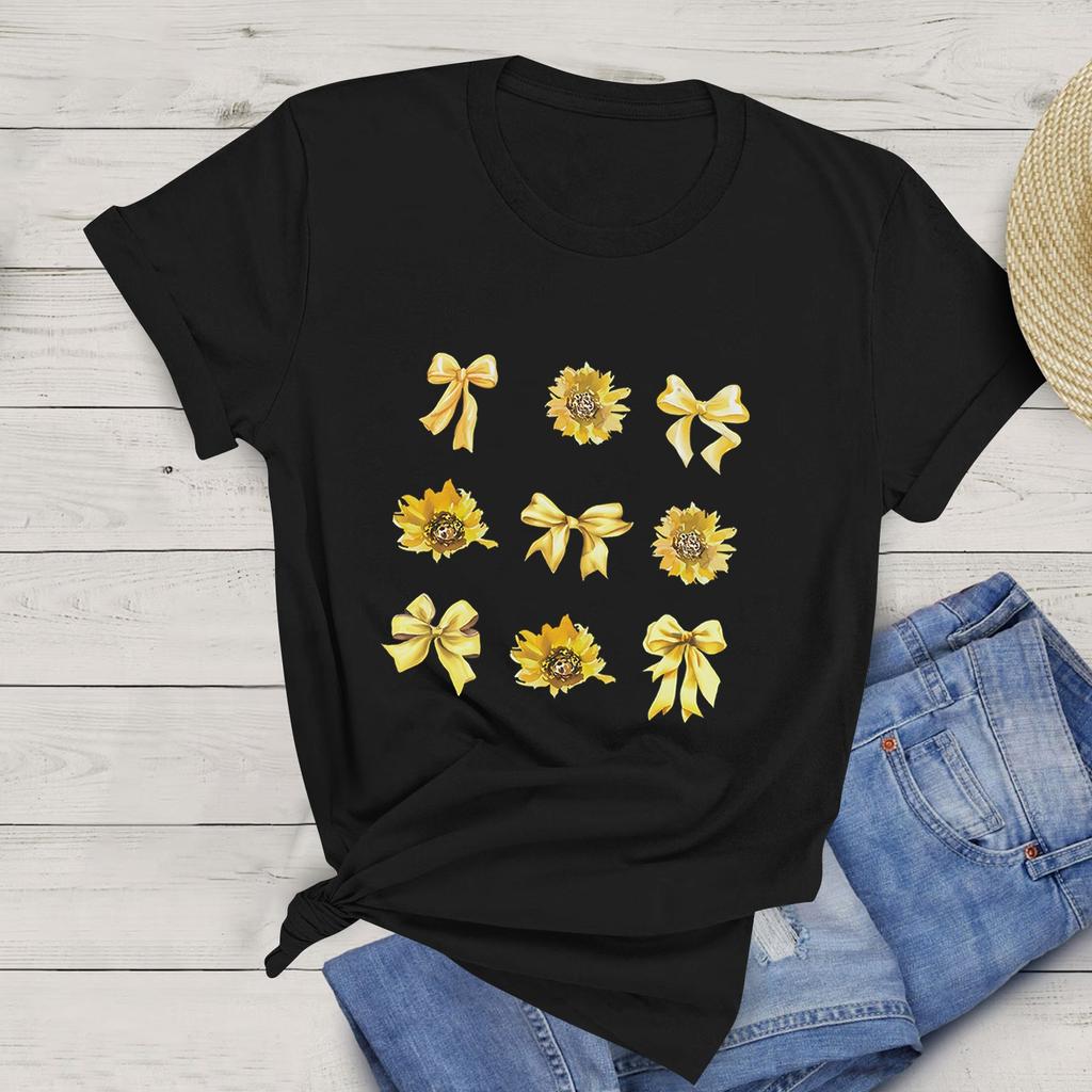 Lässiges bedrucktes T-Shirt für Damen, Rundhalsausschnitt, Pullover, kurzärmelig