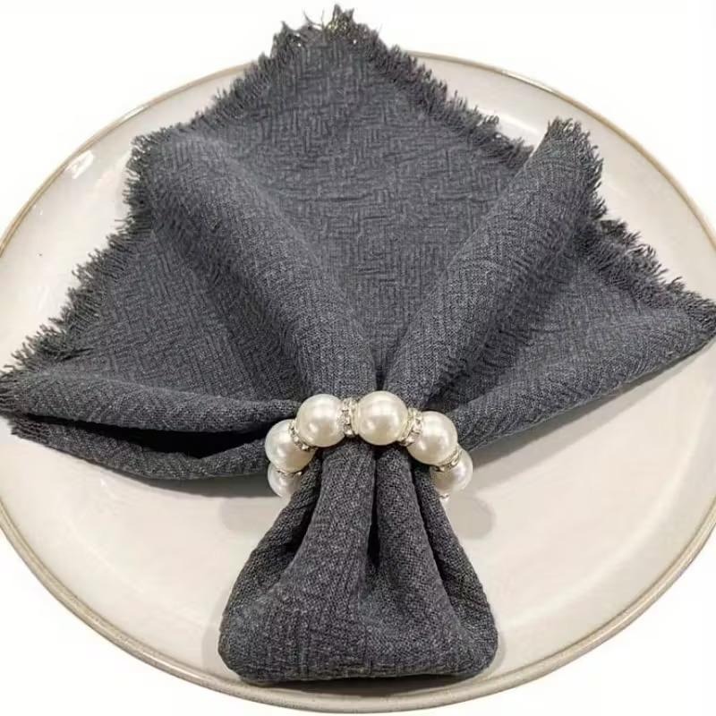 Handmade Beaded Pearl Napkin Ring Valentine's Day DecorativeNapkin Holder DIYTable Towel Ring for Wedding Party Tablecloth Decor