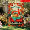 Thanksgiving Pumpkin Maple Leaf Truck Garden Flag_1-28X40 Inch Outdoor Garden Flag Double-Sided Home Decoration Courtyard Decoration Outdoor Decoratio