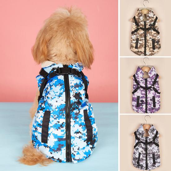 

Dog Down Coat Zipper Closure Camouflage Print Pet Dog Winter Vest Coat Pet Clothing