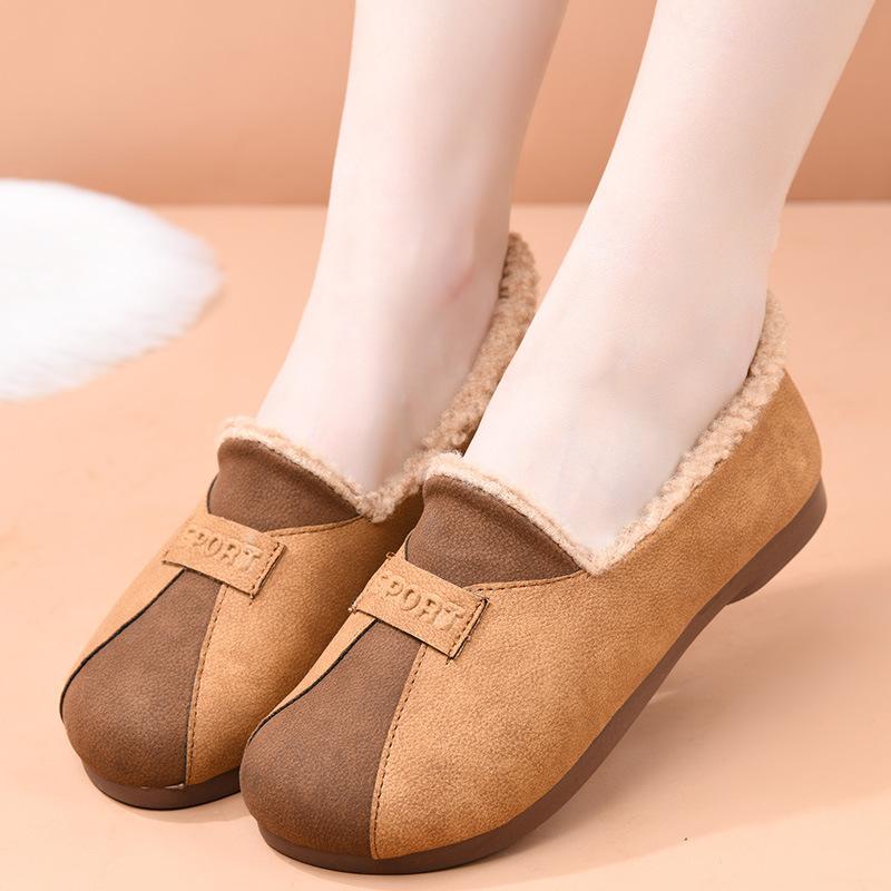 Processing and customization, winter 2025 new velvet soft-soled fashion Doudou shoes, warm one-pedal thickened women's cotton shoes