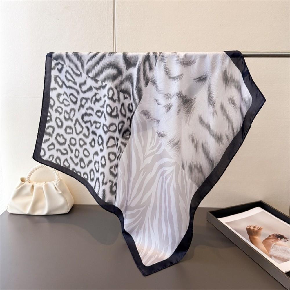 Thin Square Scarf Printed Silk Scarf Fashion Headband  Women чёрный
