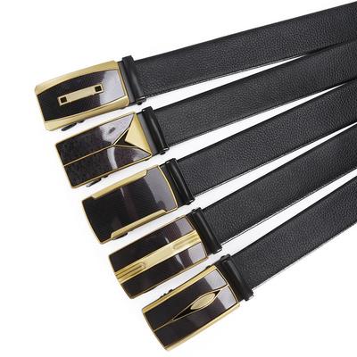 Ceinture d'affaires à boucle automatique motif litchi pour homme
