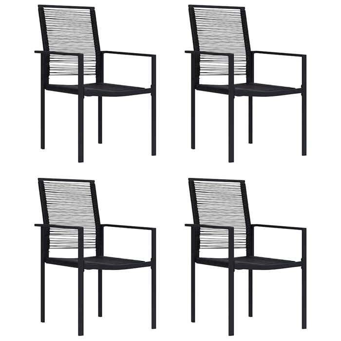 Chaises de jardin - MAISON EXCLUSIVE - Lot de 4 - Rotin PVC creux - Structure acier - Noir