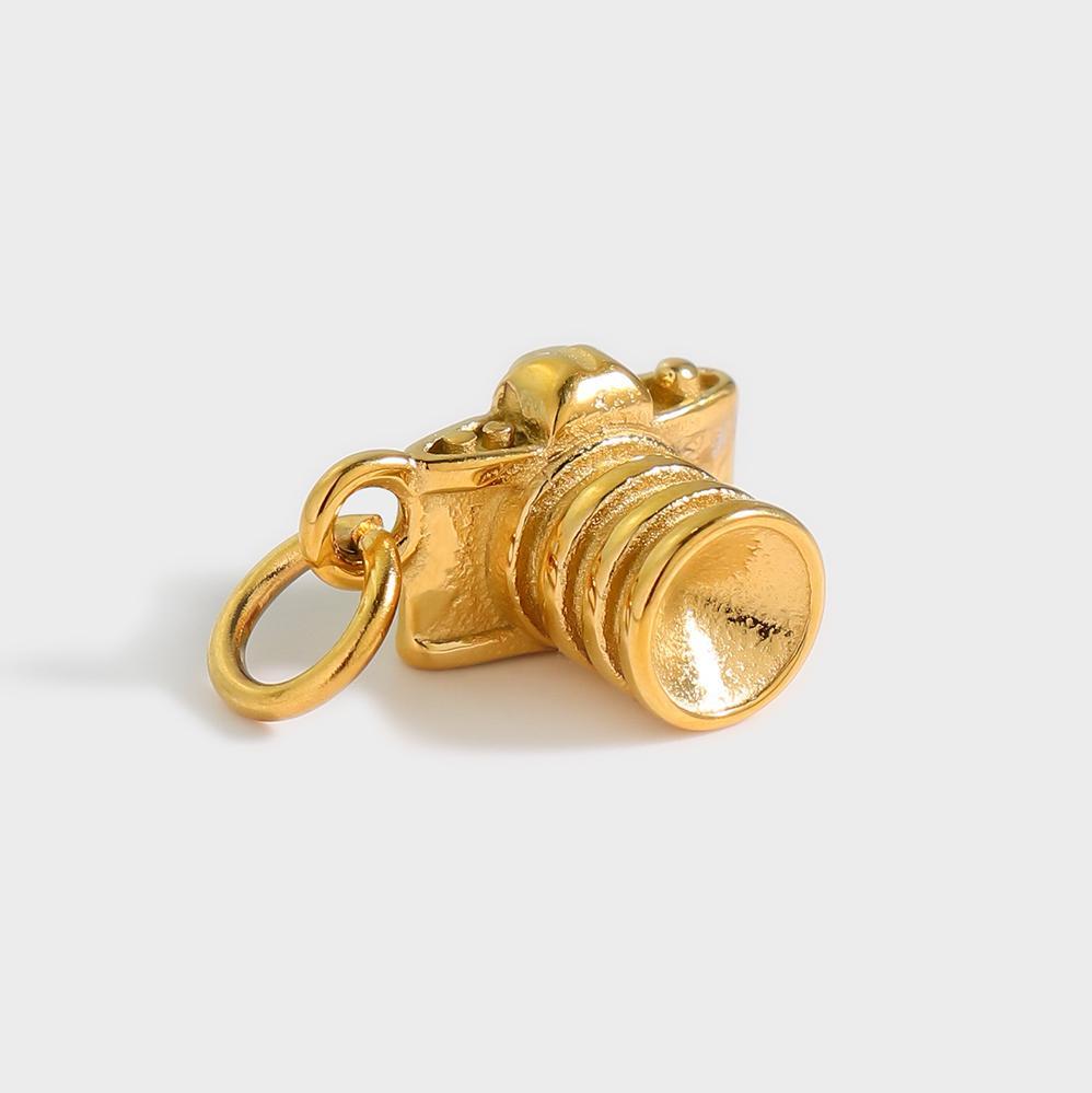 Retro 3D Camera Series Pendant 18K Plated Stainless Steel Charms DIY Handmade Gifts for Photographers & Travel Lovers
