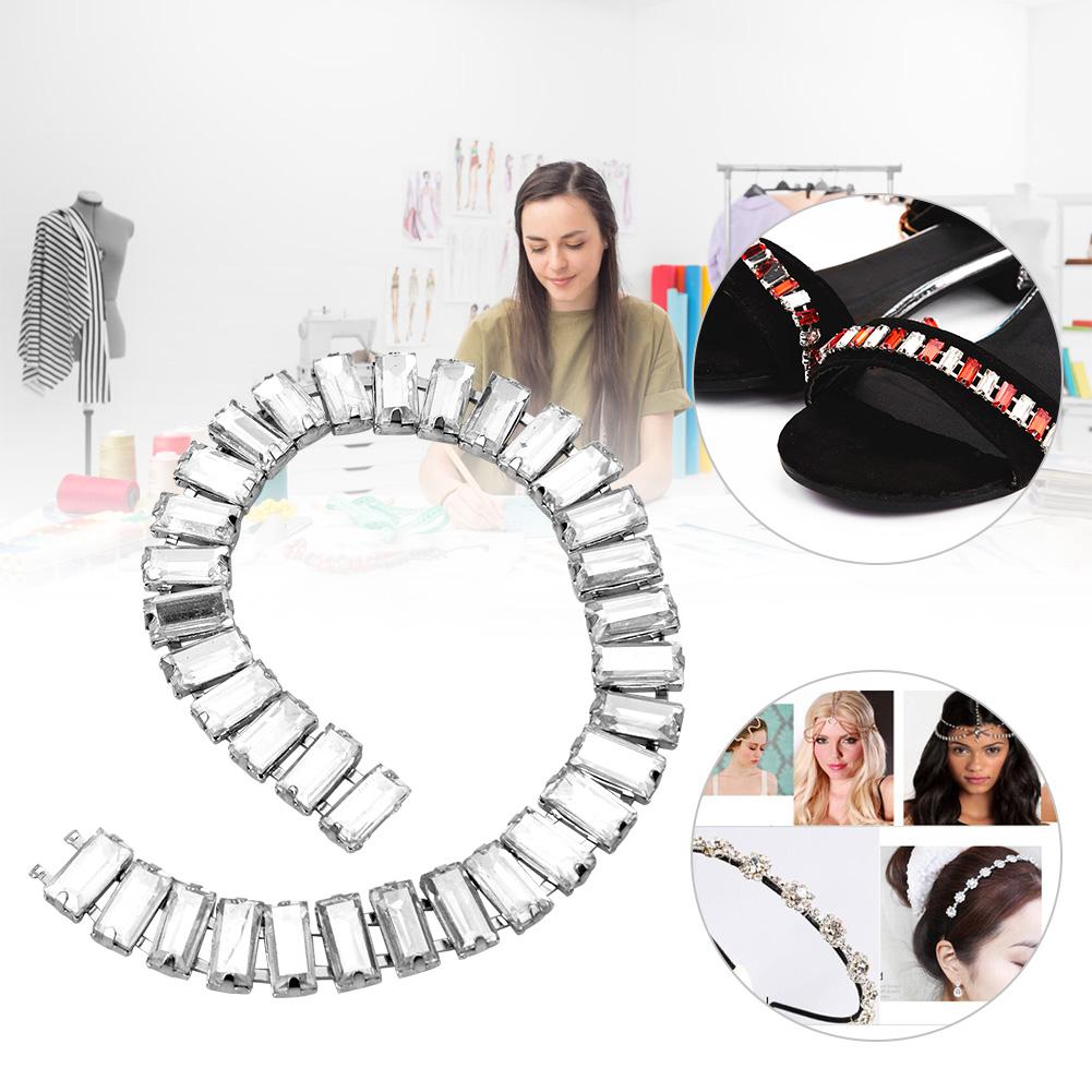 1 Yard (90cm) Rhinestone Chain Crystal Glass Trimming DIY Garment Accessories DecorationWhite