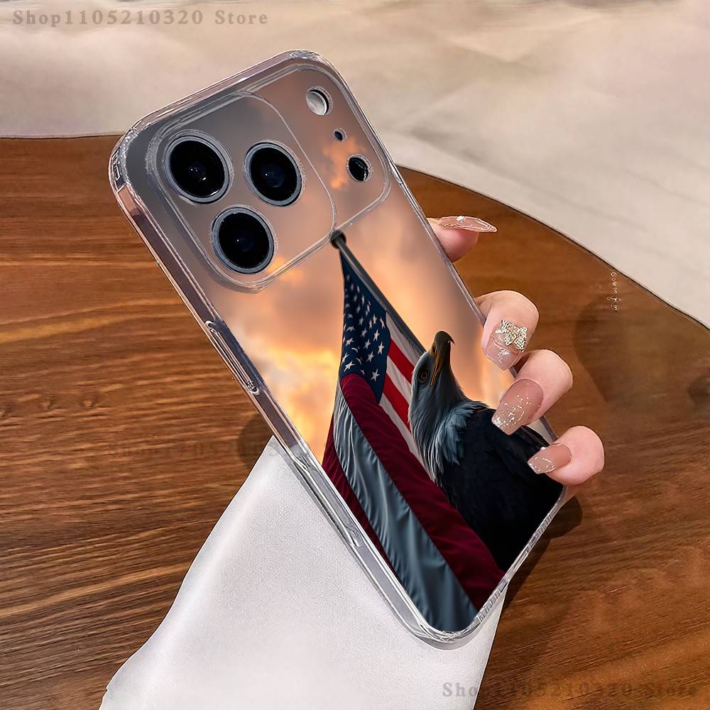 America USA Flag Phone Case For iPhone 17,16,11,15,13,14,12,Air,Mini,Plus,Pro,Max,Plus,E Clear Soft Shell