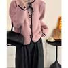 Korean Style Autumn New Sweater Cardigan Women's Loose Slimming Sweater Bow Round Neck Temperament Jacket