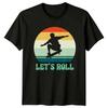 Lets Roll Retro Skateboarder Sunset Graphic Novelty TShirt