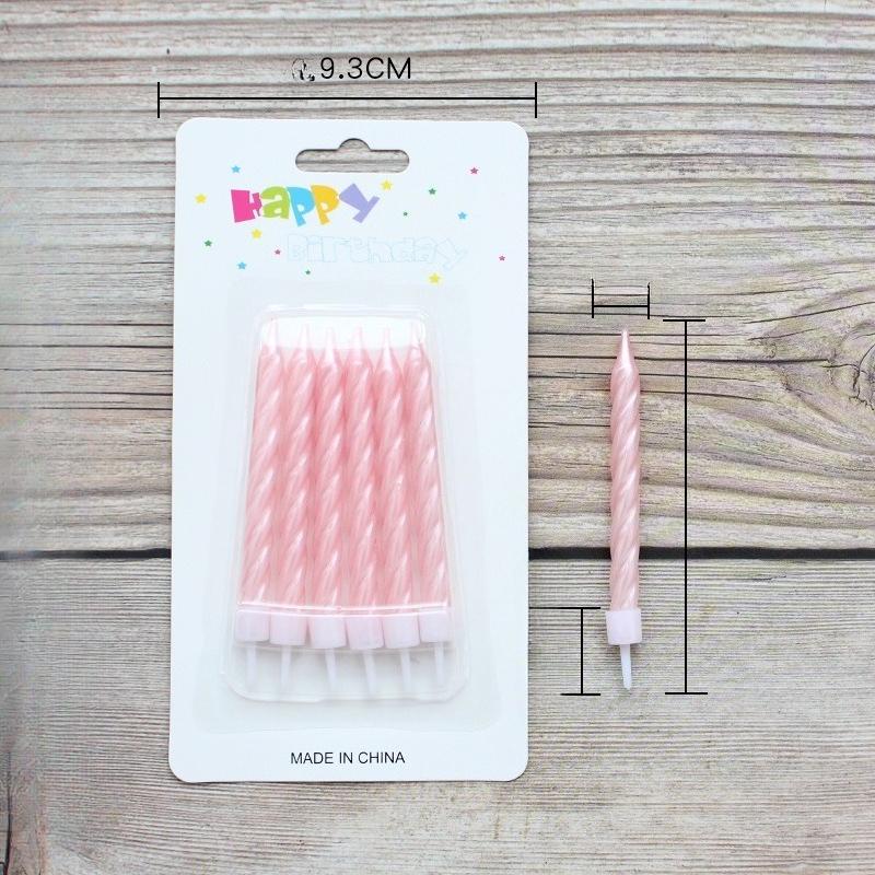 Large 6-pack Thread Candle Pearlescent White Pink Sucking Spiral Romantic Party Birthday Candle
