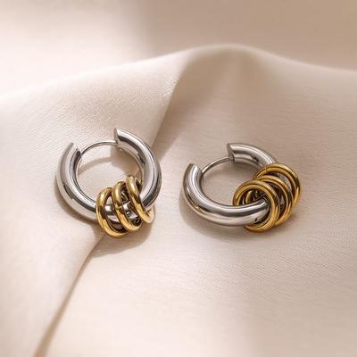 NEWBUY Non-Fading Jewelry Silver/Gold Color Stainless Steel Hoop Earrings For Women Birthday Gift