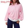 Maglione a collo alto a quadri in misto cotone da donna a maniche lunghe, stile casual autunnale