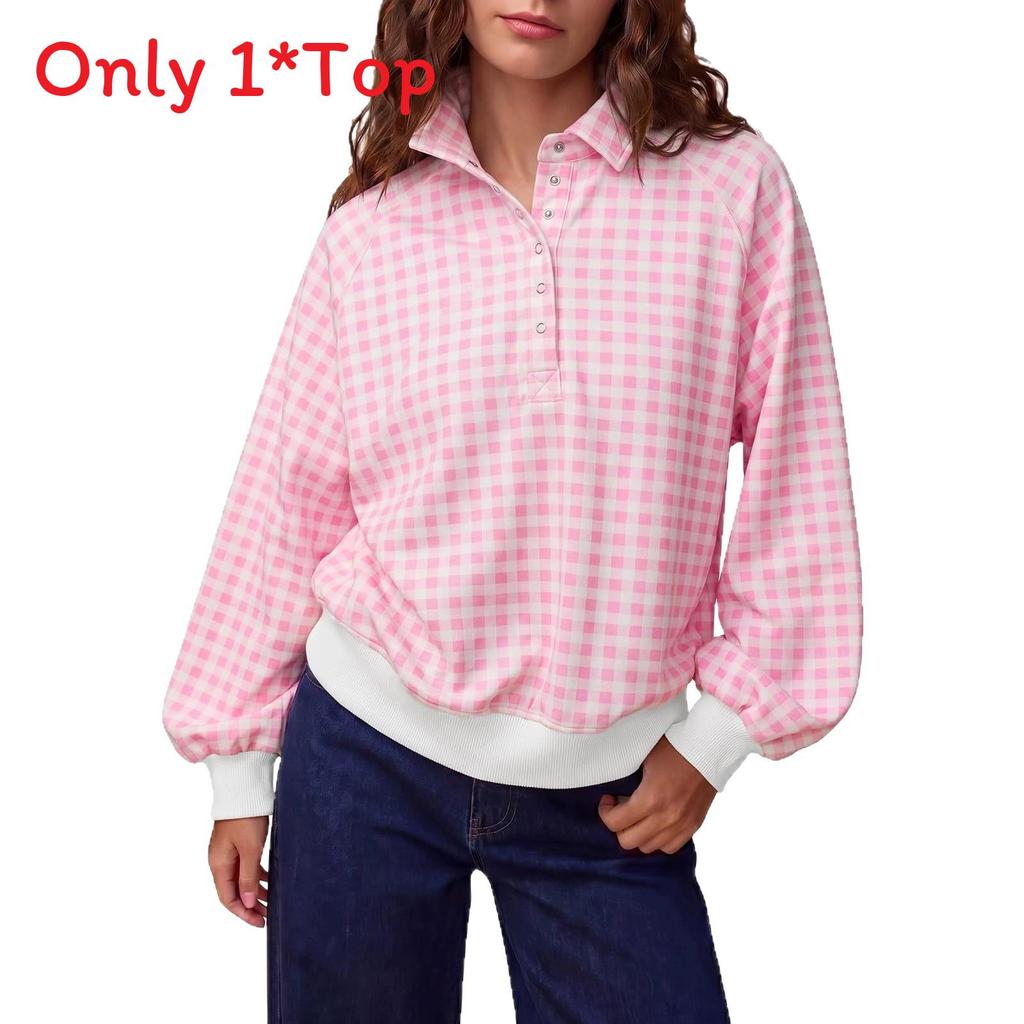 Maglione a collo alto a quadri in misto cotone da donna a maniche lunghe, stile casual autunnale