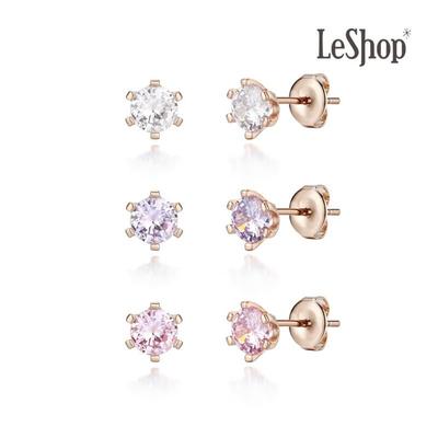 [LsSHOP] 14K 3-Part Solitaire Earrings (Gold Plated)_LJ0279BRE