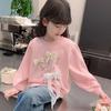 Girls Bow Tie Sweatshirt Long Sleeve Pullover Top Cute Casual Autumn Spring Kids Clothing