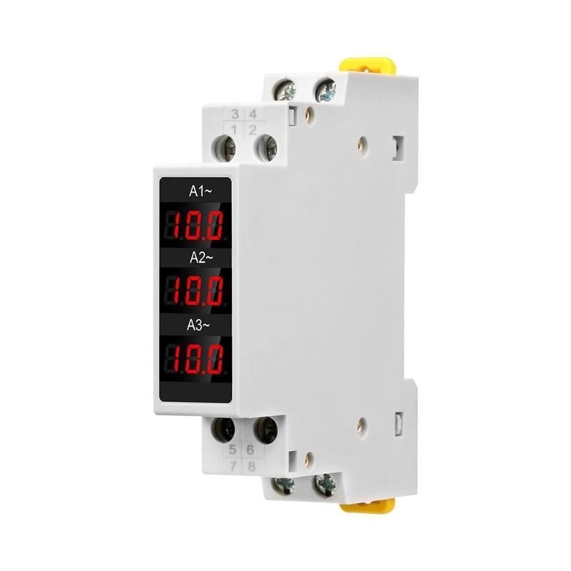 3 Phase Din Rail Voltmeter Ammeter, Digital Energy Meter with 3 Sensors,AC80‑500V 1‑100A Current Power Meter
